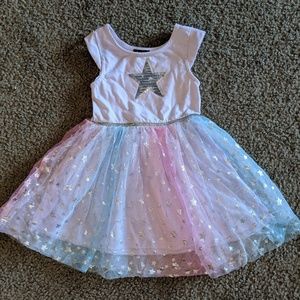 Little Girls Pastel Rainbow Sparkle Star Dress 4T